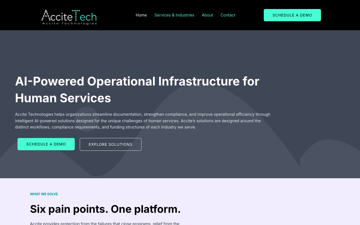 Accite Technologies website homepage