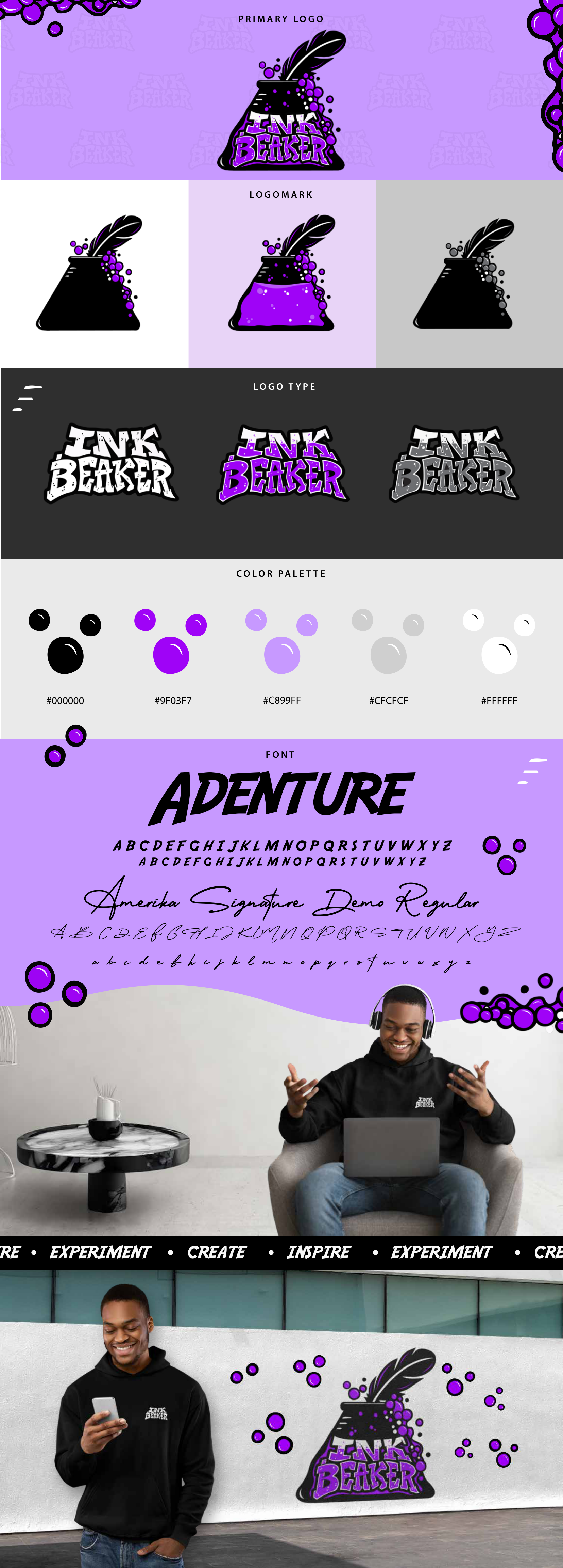 Ink Beaker LLC brand presentation — concept, logo system, and applications